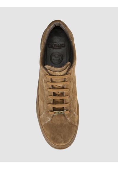 Cabani Hakiki Deri Taba Süet Görünümlü Bağcıklı Erkek Sneaker Ayakkabı Kahverengi