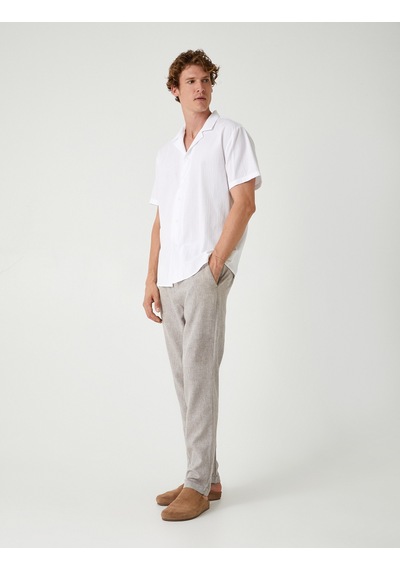 Koton Keten Chino Pantolon Cep Detaylı Kahverengi Desenli 4sam40225hw Kahverengi