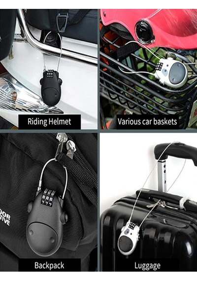 Şifreli Kask Asma Tel Kilidi Bisiklet Scooter Çanta İnek Figürlü Kilit