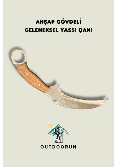 Ahşap Gövdeli Geleneksel Yassı Kamp Çakı 27,5 Cm Kahverengi