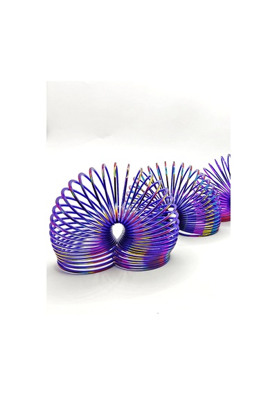 Metalik Renkli Stres Yayı Desenli Oyuncak Stres Yayı - 5 Cm Çapında - 2 Adet