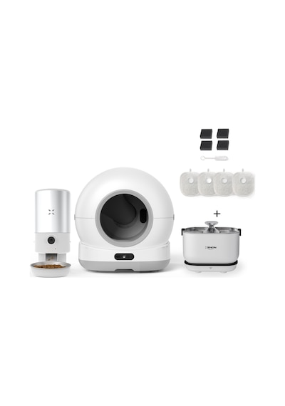 Xenon Smart Akıllı Otomatik Kameralı Kedi Tuvaleti Paslanmaz Çelik Kaseli 5lt Mama Kabı Akıllı Bataryalı Su Pınarı Ve Filtre 4'lü Pet Seti