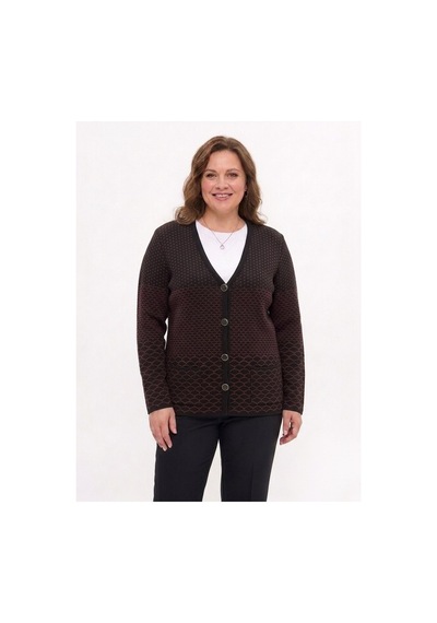 Onno Style Women Desenli Çelik Örgü Klasik Triko Ceket Siyah - Bordo