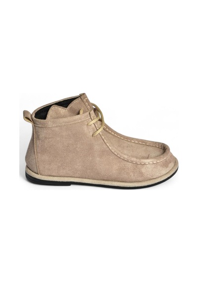 Fox Shoes V846926302 Vizon Süet Düz Tabanlı Bağcıklı Kadın Bot Vizon