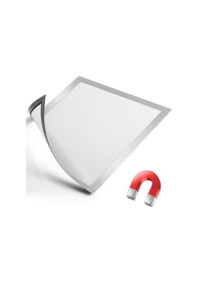 10 Adet Mıknatıslı Şömiz Manyetik Resim Çerçeve Şeffaf Magnet Şömiz Dosya 10x15 Cm - Gri Kenarlı Çok Renkli