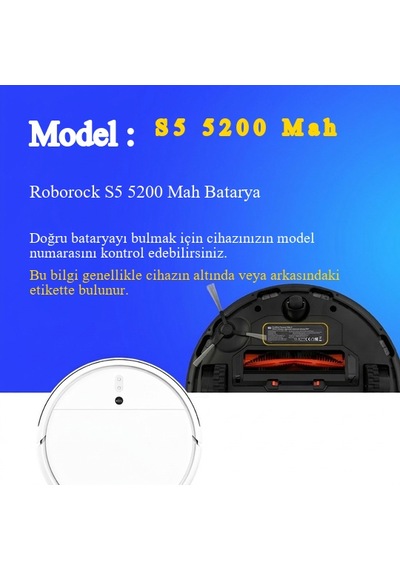 Roborock S5 5200 Mah Batarya 14.4v Li-ıon Güç Kaynağı Sürekli Ve Güçlü Temizlik Deneyimi