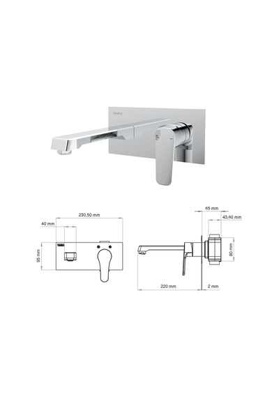 Teska E 5106 Quasar Pro Ankastre Lavabo Bataryası Krom