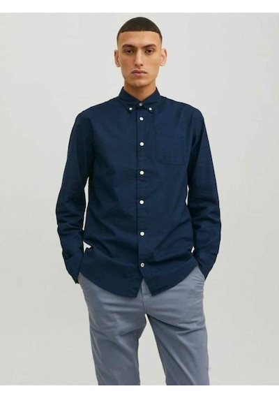 Jack&jones 12182486 Jjeoxford Shırt Ls Navy Erkek Gömlek Lacivert