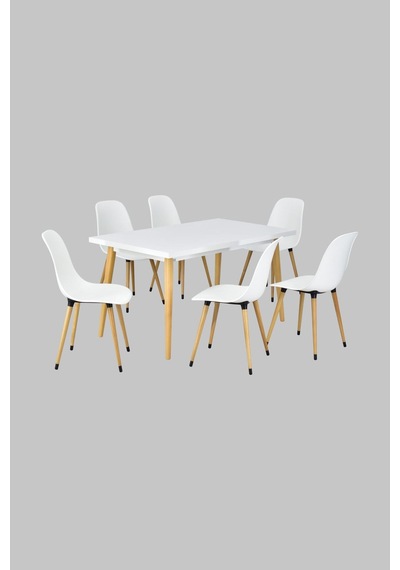Vilinze Eames Sandalye Avanos Ahşap Mdf Mutfak Masası Takımı - 80x140 Cm Beyaz