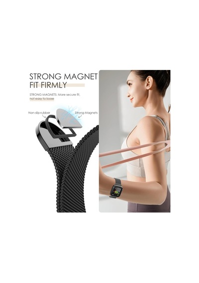 Caseonn Apple Watch Series 7 41mm İle Uyumlu Manyetik Metal Hasır Kordon Gümüş