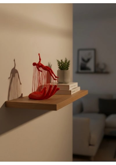 El Formlu İnsan Figürü Kırmızı Modern Dekoratif Biblo Soyut Tasarım 12x18 Cm