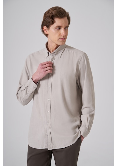 Morven Erkek Taş Pamuk Trend Düz Regular Fit Düğmeli Yaka Gömlek 26ms004018870 Taş