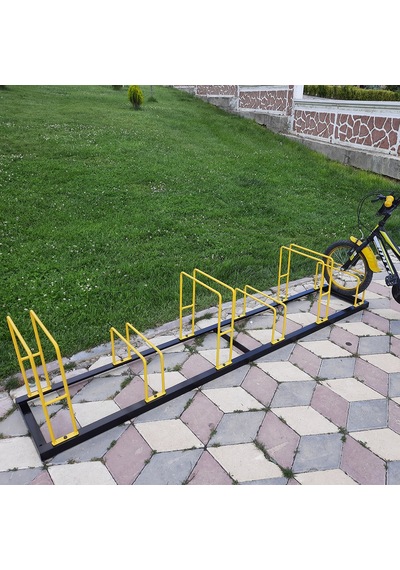 Bisiklet Park Demiri Bisiklet Park Yeri Metal Park Alanı 6 Lı Sarı - Siyah