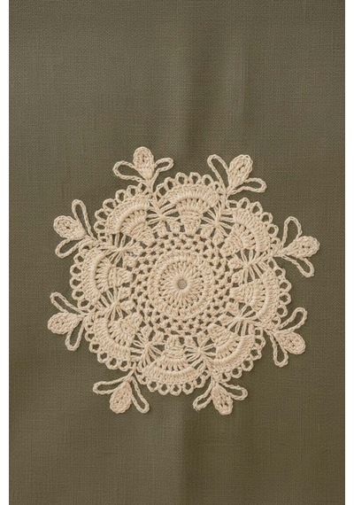 Haki Dantel Motifli Runner 50x130 Cm
