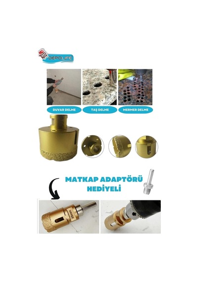 Tr 70 Mm Granit Mermer Seramik Fayans Beton Taş Delme Panç Spiral Avuç Taşlama Matkap Uyumlu M14 Aparat