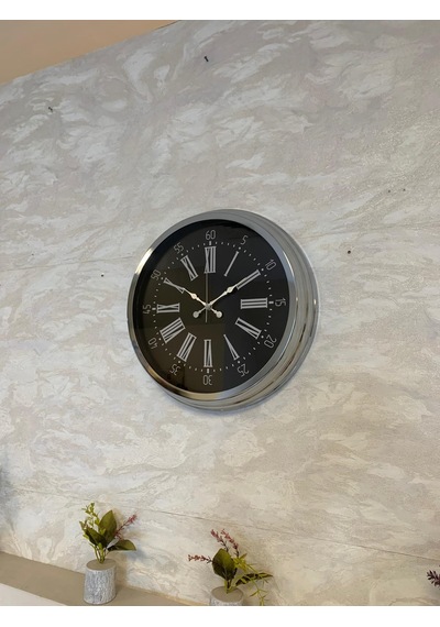 Dark Elegance 40 Cm Metal Krom Duvar Saati Çok Renkli