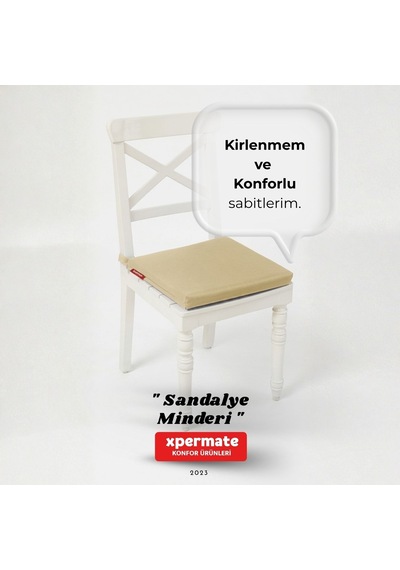 Fermuarlı Sandalye Minderi Su İtici Kumaş 40x40cm Bej
