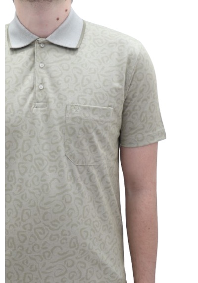 Santa Dmctekstil Erkek 2026 Desenli Klasik Kesim Rahat Kalıp Tek Cepli Polo Yaka T-shirt Yeşil