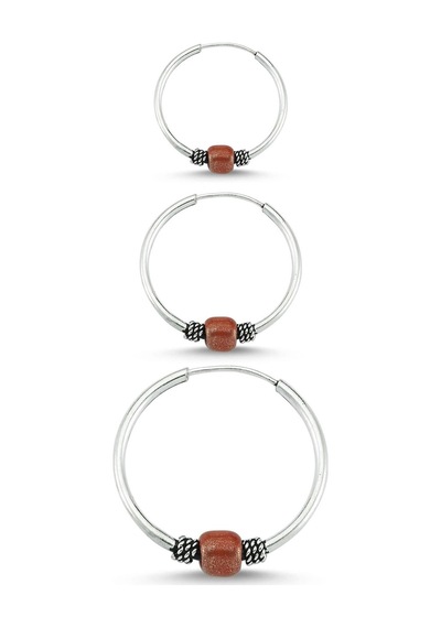 Takı Dükkanı Boncuklu Gümüş Halka Küpe Kombin 10mm + 12mm + 16mm wsk09t