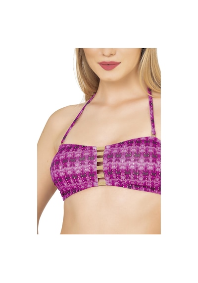 Endeep Kadın Pembe Parıltılı Straplez İp Detaylı Bikini Takımı Pembe