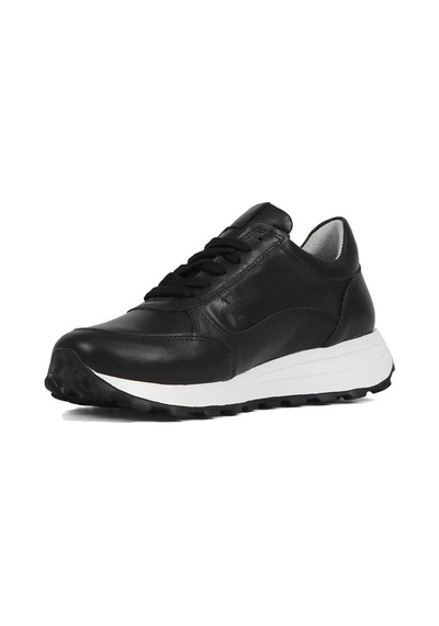 Kadın Siyah Bağcıklı Fermuarlı Deri Sneaker