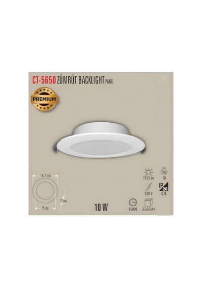Cata Zümrüt Backlight Led Panel 10w Beyaz Işık 3 Adet Ct-5650