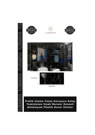 Pratik Çözüm Yüzey Koruyucu Kolay Temizlenen Siyah Mermer Desenli Alüminyum Plastik Duvar Sticker Çok Renkli