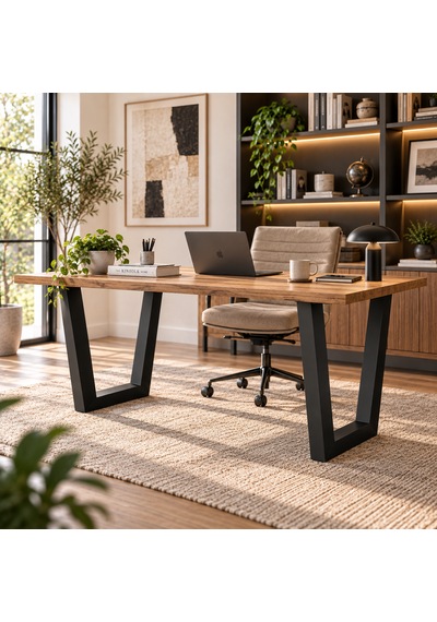 Evkolleksiyon Trapez Tipi Metal Masa Ayağı 2'li Takım 60x72 Cm 60x60 Çelik Profil Mat Siyah