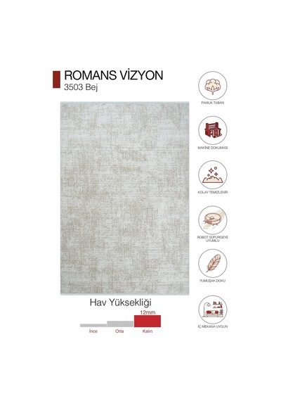 Hoom Rugs Vizyon 3503 Bej Modern Akrilik Halı Bej - Krem