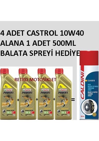 4 Adet Castrol 10W40 4t Yeni Formul +balata Spreyi