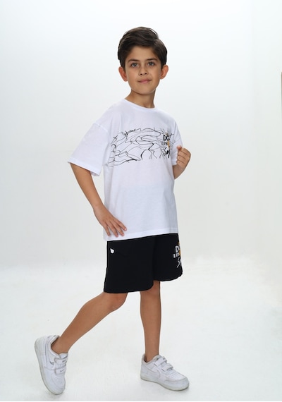 Toontoy Kids Toontoy Erkek Çocuk Smile Yazı Baskılı Şortlu Takım Beyaz