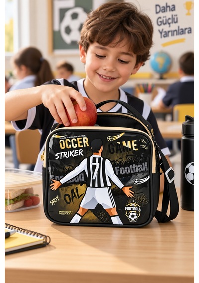 Soccer Game Futbol Football Temalı Beslenme Çantası Çocuk Okul Yemek Çantası 22x22x10 Cm Çok Renkli