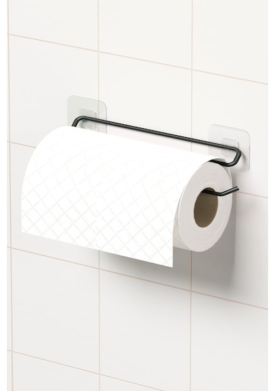 Zabata Yapışkanlı Kağıt Havluluk Siyah Kağıt Havlu Askısı Tutacağı Metal Banyo Mutfak Havluluğu Minimal Siyah