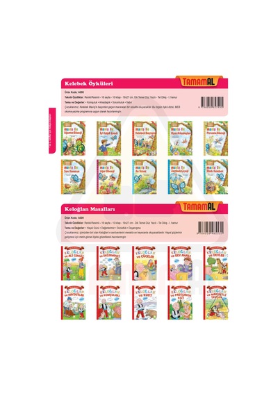 Masal Çantası 100 Temel Eserden Seçilmiş 40 Kitap - 1. ve 2. Sınıflar İçin- Ema Çocuk