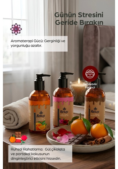 "çikolata, Gül Ve Portakal Aromalı 120 Ml Masaj Yağı Rahatlatıcı Ve Aromaterapi Etkili" - 380051753