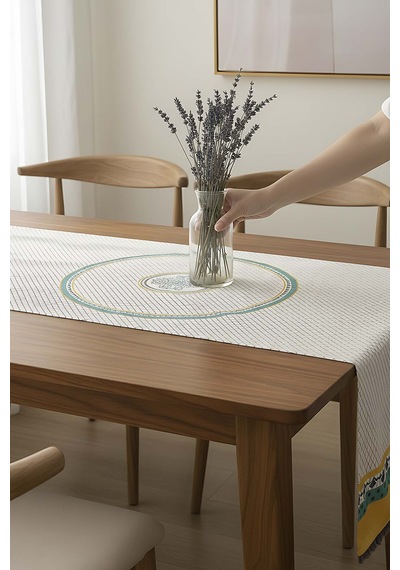 Safran Luxe Keten Runner 45x140 Cm Çok Renkli