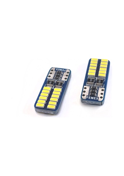 Femex  T10-24Ledli Mini Yassı Led Ampul Beyaz Aktif Canbus Ultra P