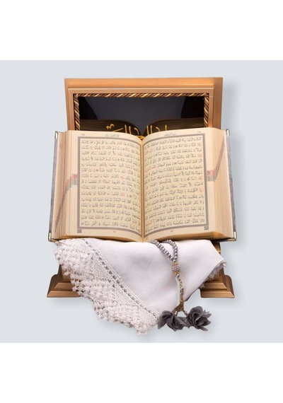 Gold Sandıklı Hafız Boy Kur'An-I Kerim Seti Set(Gri)