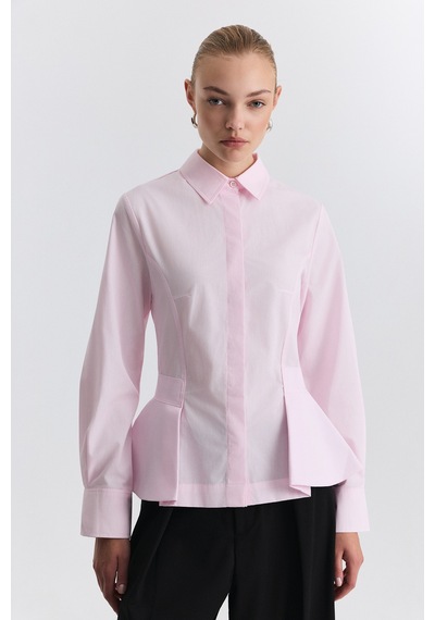 Antioch Peplum Poplin Gömlek Pembe