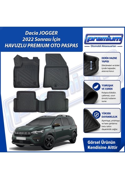 Dacia Jogger Paspas Araca Özel 2022 Sonrası Derin Havuzlu Premium Oto Paspas