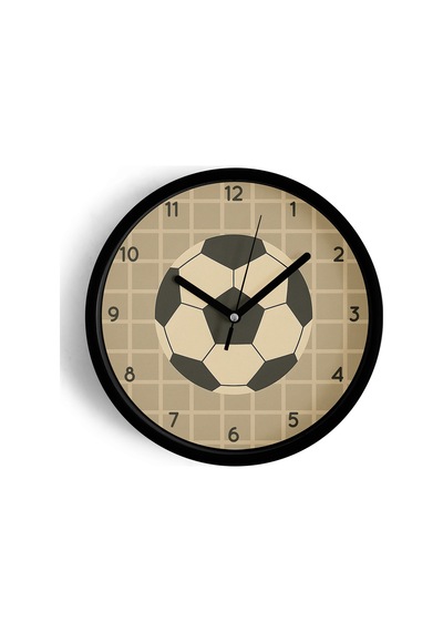 Futbol Topu Tasarımı Modern Duvar Saati - Çocuk Odası Duvar Saati - 25cm - Önü Camlı Siyah Kasa-jh0982 Siyah