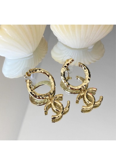 Gold Çift Çelik Küpe Çok Renkli