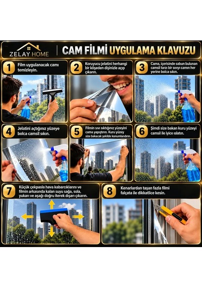 Zelayhome Silver Aynalı Cam Balkon Filmi 100 CM X 3 M