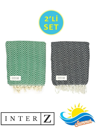 2'li Set Peştemal Plaj Havlusu , %100 Pamuk , Xxl 100x180cm, Marmaris Kırmızı