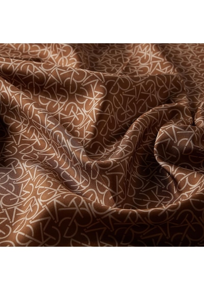 İpekevi Twill İpek Eşarp - Typo Monogram - Camel - Fondöten