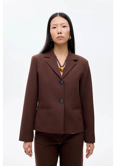 Quzu Çift Düğmeli Dikiş Detaylı Kahverengi Kadın Blazer Ceket Ckt00882 Kahverengi