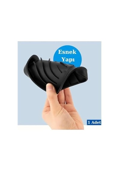 Silikon Mutfak, Su Giderli Esnek Sabunluk Gri Renk Siyah