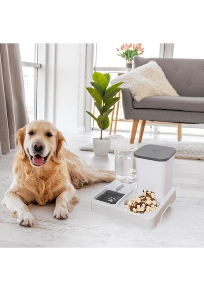 Techtic Otomatik Kedi&köpek Mama Su Kabı 2'si 1 Arada Su Sebili Evcil Hayvanlar İçin Mama Ve Su Kabı