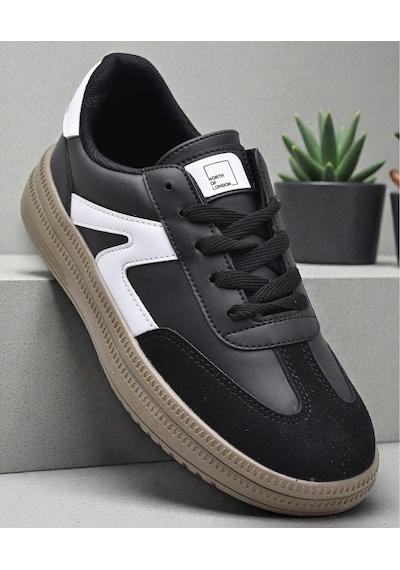 Ispartalılar 510 Hazır Taban Unisex Spor Ayakkabı Bağcıklı Rahat Sneaker Erkek Kadın Spor Ayakkabı Siyah