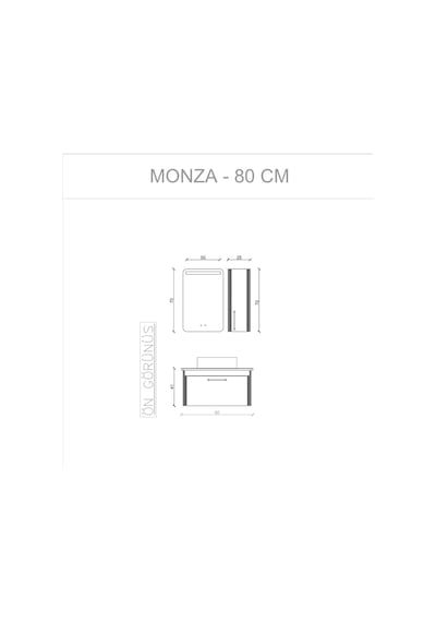Hilton Banyo Dolabı - Monza 80 Cm - Gri Diğer Hilton Banyo Dolabı - Monza 80 Cm - Gri Diğer